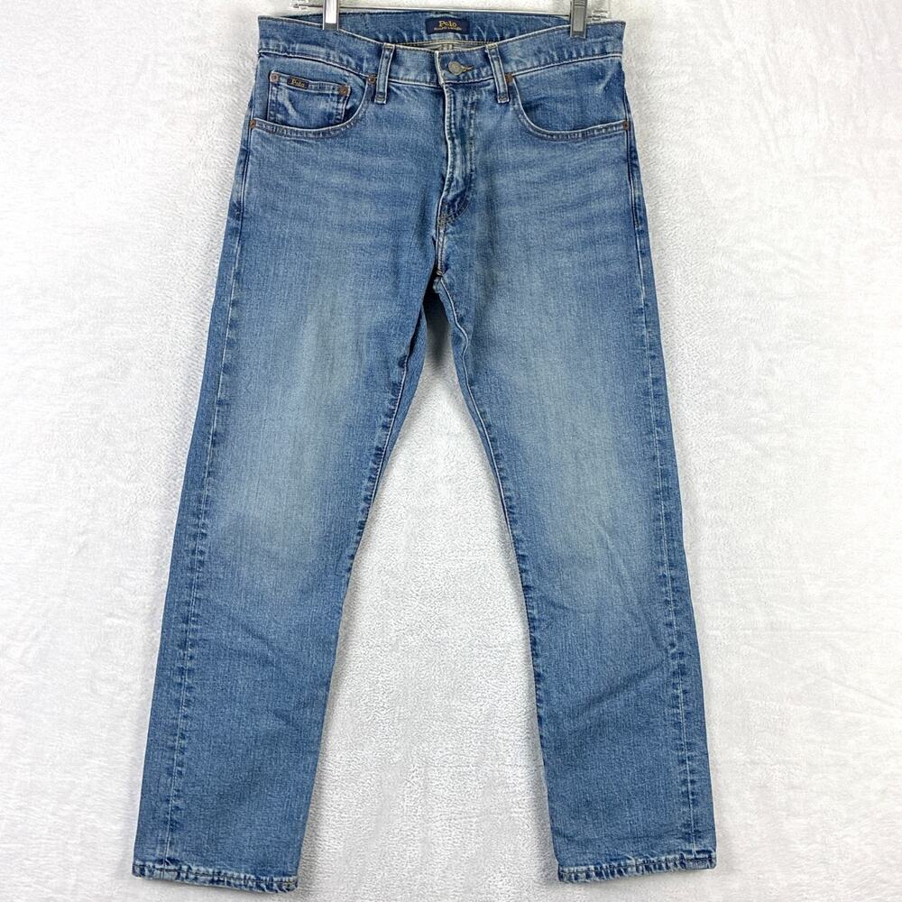 Polo Ralph Lauren Varick Jeans Mens 30x30 Faded Whiskered Slim Preppy Classic